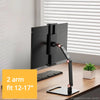 Dual-arm monitor stand for 12-17 inch screens