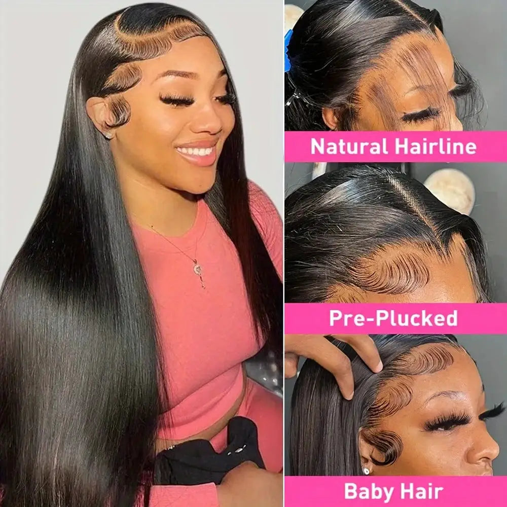 HD Transparent Lace Front Wig – 13x4 & 13x6 Straight Brazilian Human Hair, Pre-Plucked, 4x4/5x5 Options