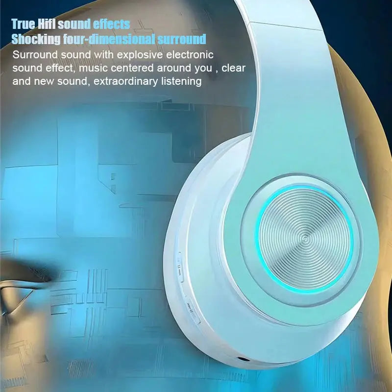 Wireless Gaming Headset – Lightweight Foldable Design with Built-in Microphone – Compatible with 3.5mm Audio Cable