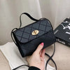 Black women's casual crossbody bag with gold clasp