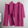 Pink women's 3-piece knitted cardigan and pants set