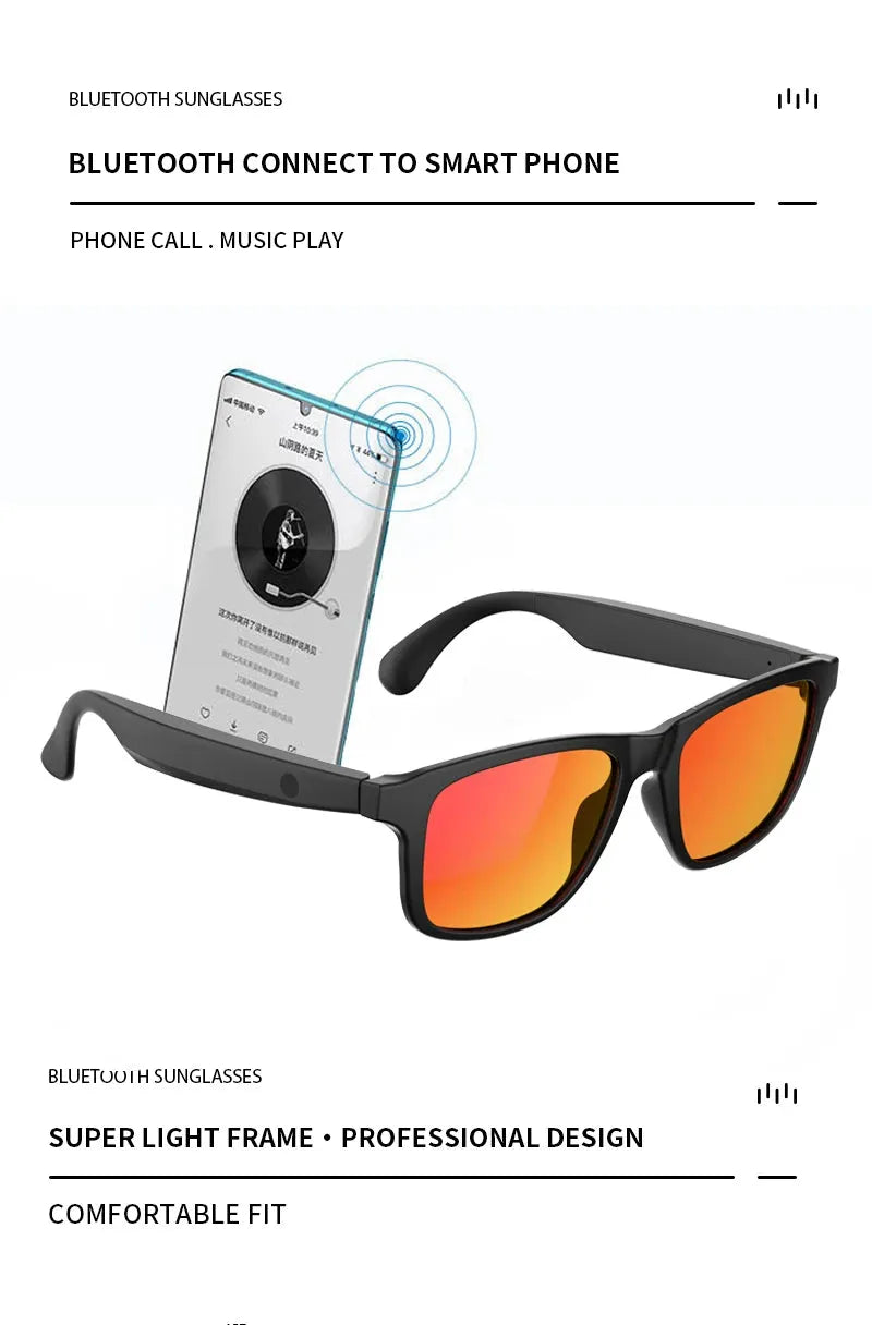Wireless Smart Glasses with Bluetooth Audio