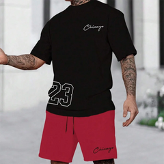 Black and red Chicago sportswear set with number 23 design.