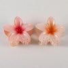 Pink and yellow flower hair clips on white background