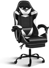 Black and white adjustable gaming chair with ergonomic design