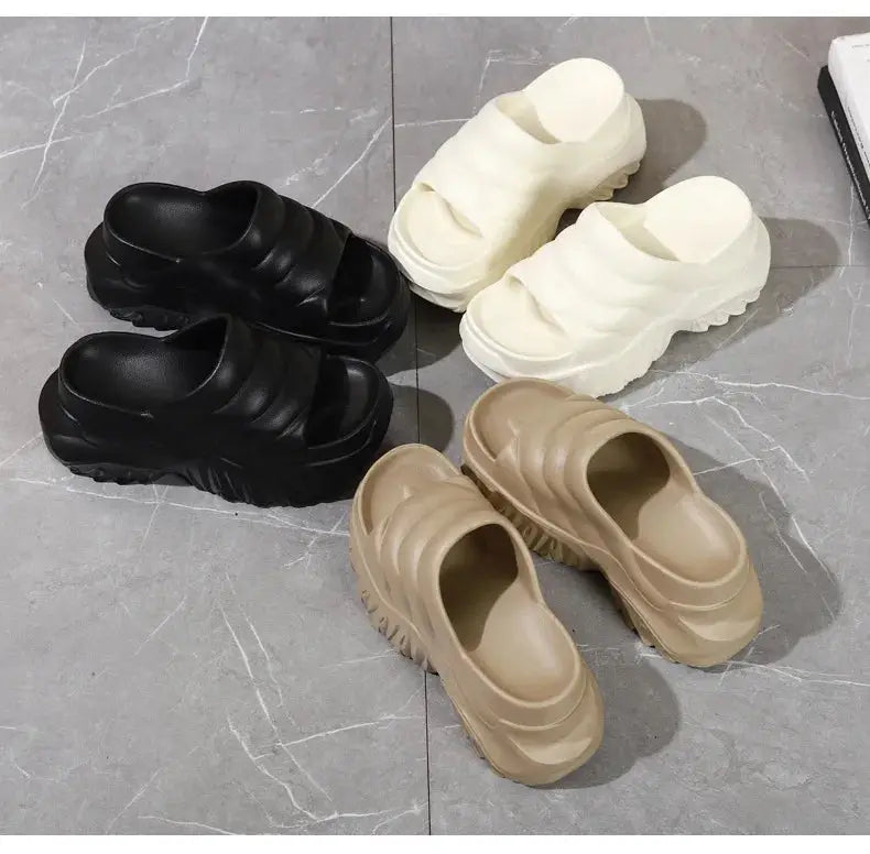 Women’s Platform Wedge Sandals – Open Toe Slip-On Slides with Ankle Buckle for Summer Beach Style
