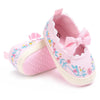 Pink embroidered baby shoes with bow