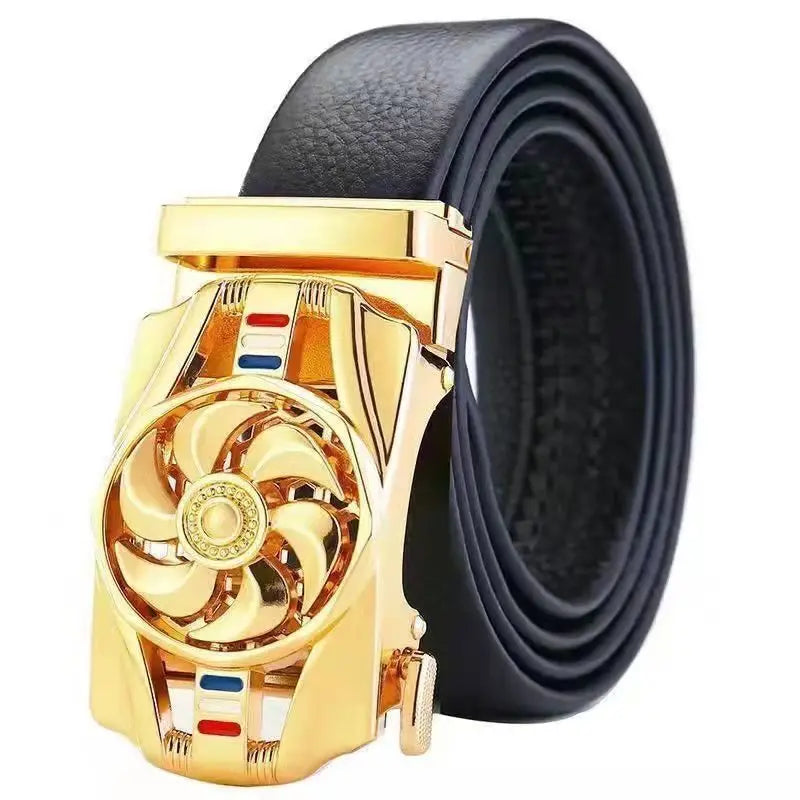 Gold belt with modern rotating buckle