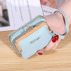 Light blue fashion women's wallet with wrist strap