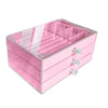 Pink acrylic velvet jewelry organizer with 3 drawers