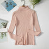 Pink women's turtleneck sweater on hanger