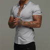 Elastic short sleeve lapel shirt