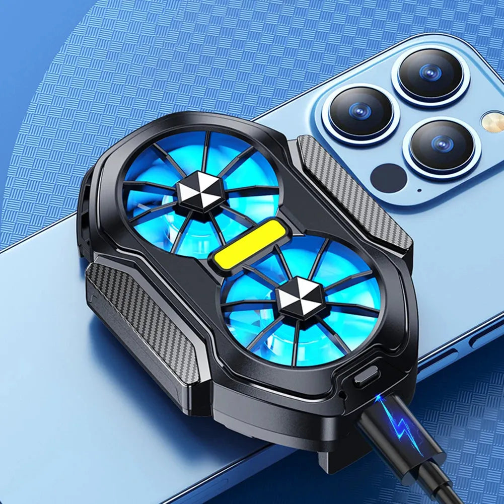 Dual Fan Phone Cooler with Rechargeable Power and Type C