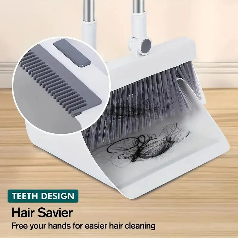 3-in-1 Household Broom Set with Long Handle, Thick Brush, and Dustpan, Non-Stick Floor Cleaner for Home Cleaning