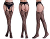 Sheer open crotch fishnet stockings with patterns