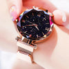 Women's diamond quartz watch with magnetic buckle