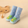 Blue frog baby shoes with star pattern