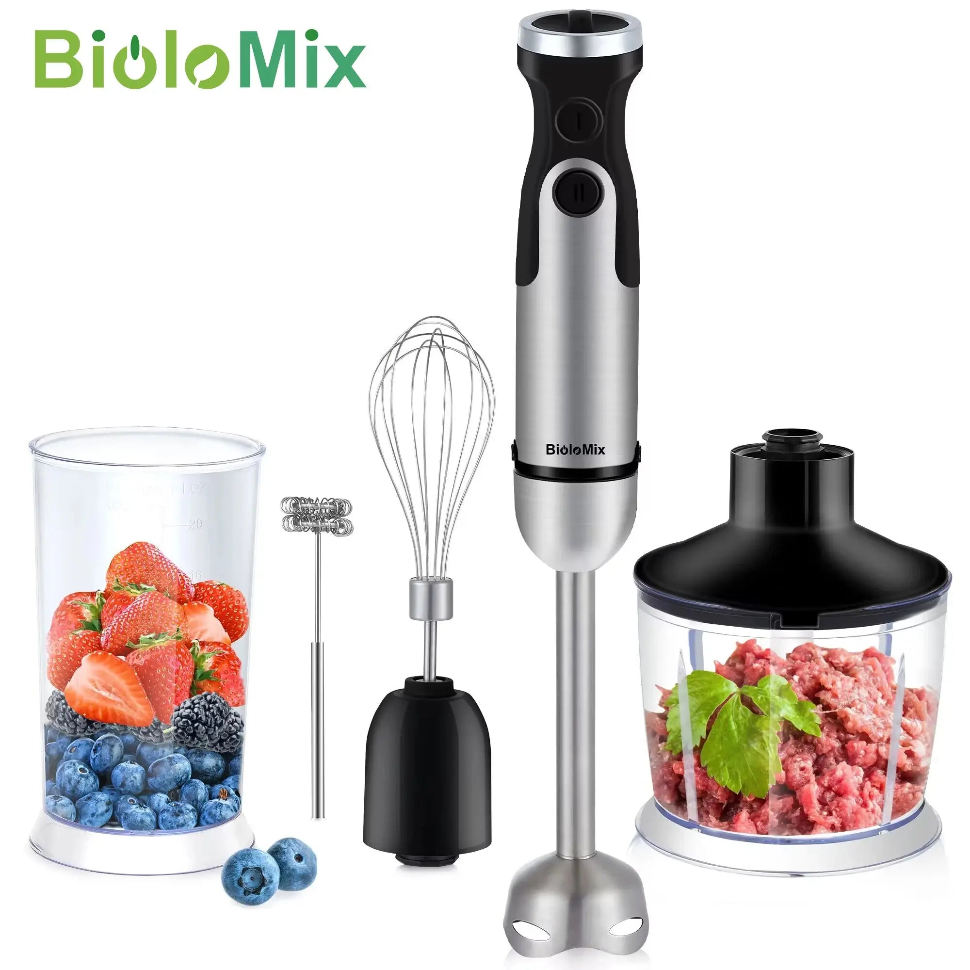 1200W Immersion Hand Blender 5-in-1 | Chopper, Whisk & Smoothie Cup for Vegetables & Meats