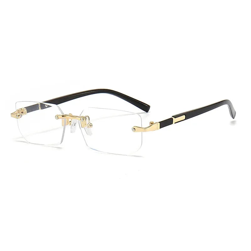 Unisex Rimless Rectangle Sunglasses with UV400 Mirror Lenses