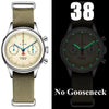 38mm chronograph watch, no gooseneck, luminous display