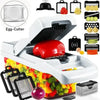 White vegetable cutter with egg-cutter and accessories