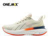 Cream and orange ONEMIX sports shoes with cushioned sole