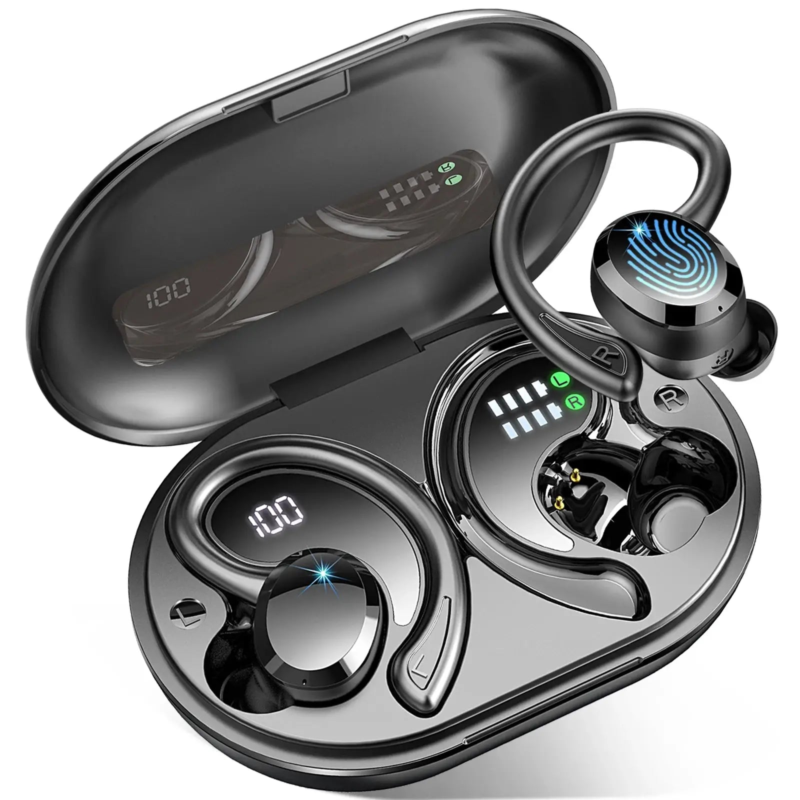 Bluetooth 5.3 Wireless Earbuds with Stereo Bass, Noise Cancelling Mic, IP7 Waterproof & 40H Playback for Sports