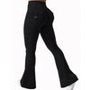 Black wide leg yoga leggings with back pocket