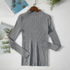 Gray women's turtleneck sweater on hanger