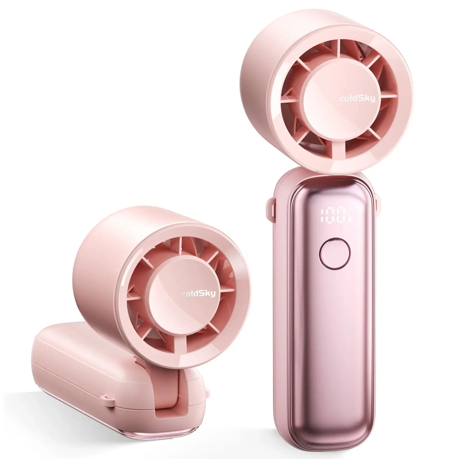 Portable Turbo Fan 6-Speed Rechargeable 5000mAh 2-in-1 Foldable Neck & Desk Fan with Digital Display