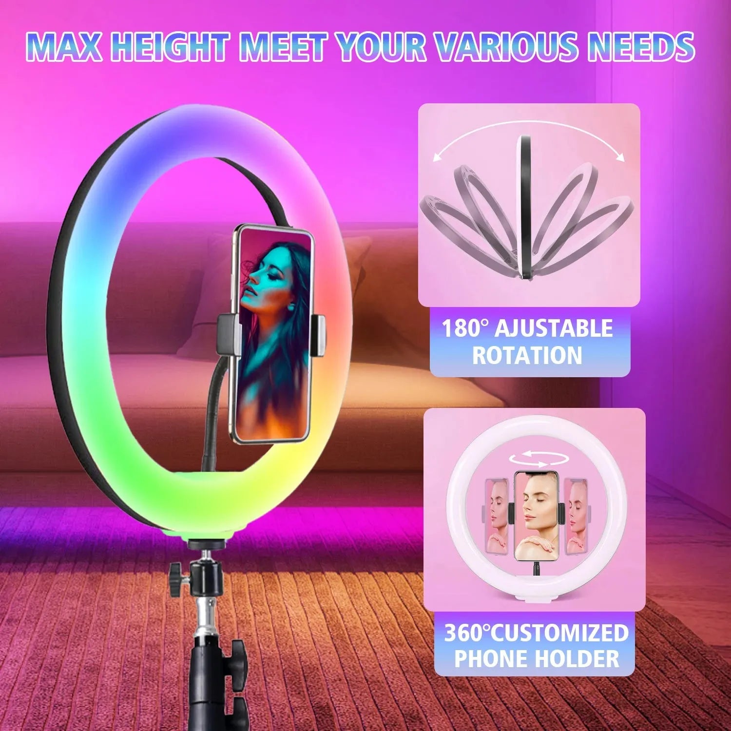 10in LED Ring Light with 160cm Adjustable Tripod Stand