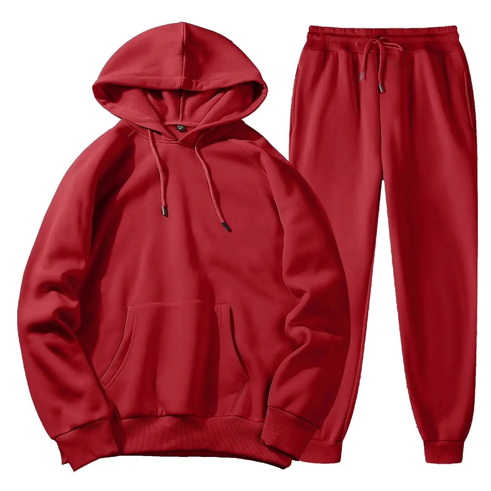 Men’s fleece tracksuit set, hoodie and sweatpants, 2-piece winter outfit, available in 10 colors