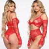 Red lace lingerie set with long sleeves