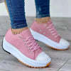 Pink women's casual shoes with orange sole