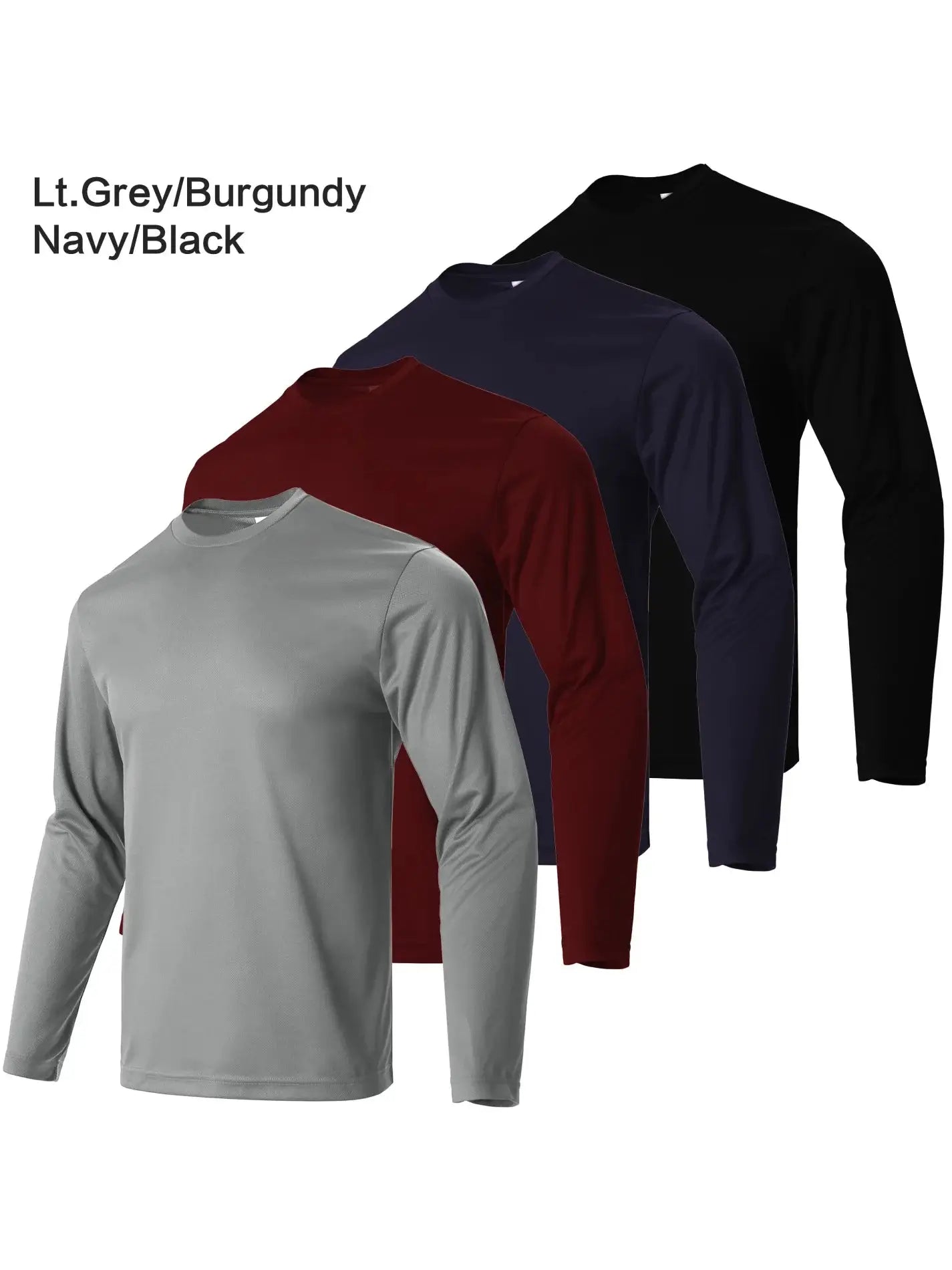 4-piece men's long sleeve quick-dry athletic T-shirt set, breathable fabric for running or fitness workouts