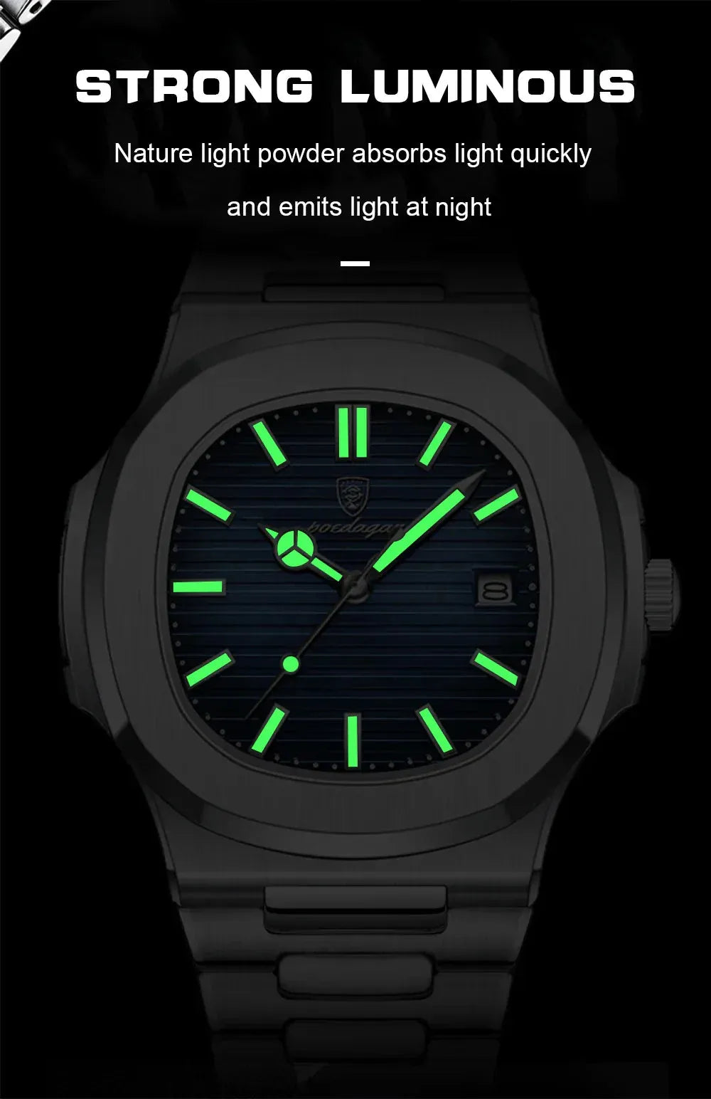 Luxury Quartz Watch for Men with Luminous Dial and Date