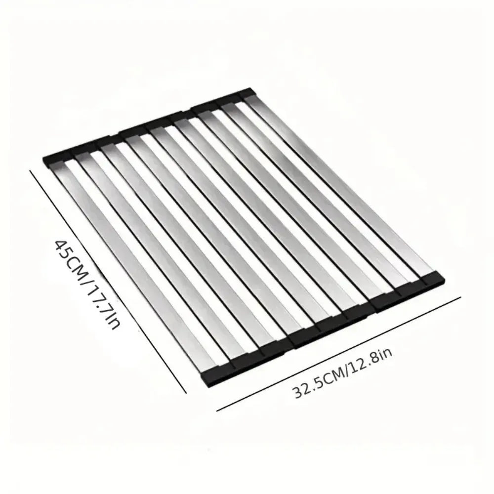 Stainless Steel Drying Rack Dishes Foldable Design