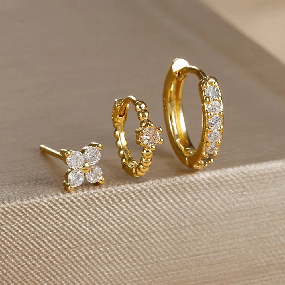 Gold Plated Earring Set Hoop Design Stainless Steel