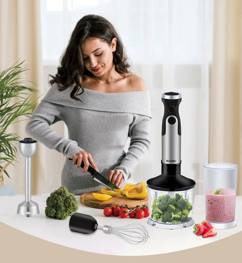 1200W Immersion Hand Blender 5-in-1 | Chopper, Whisk & Smoothie Cup for Vegetables & Meats