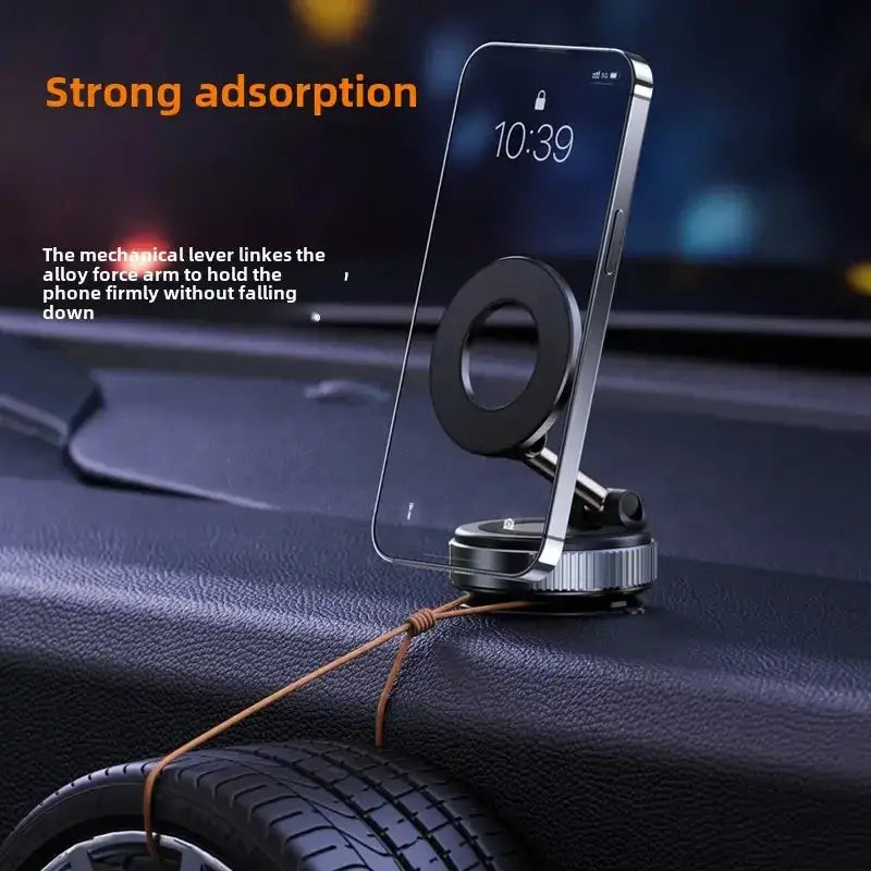Magnetic Foldable Car Phone Holder – 360° Rotating Mount with Vacuum Suction Cup – Multi-Angle Adjustment for Car & Wall