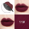 Deep plum matte lipstick with thin and thick coating