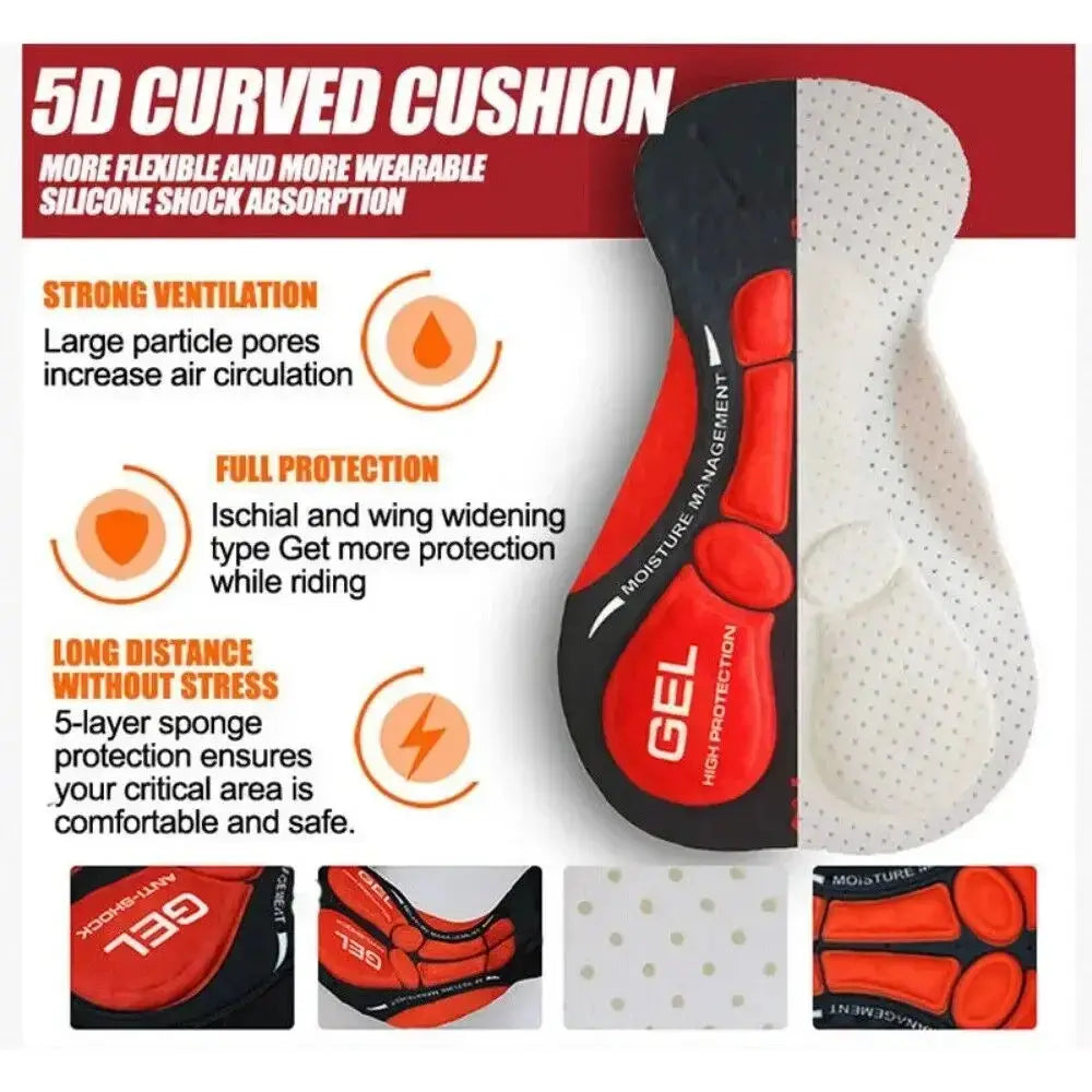 Men’s padded cycling underwear shorts with gel cushion, shockproof and breathable for MTB and road bike riding