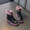 Platform winter boots for girls with pink fur