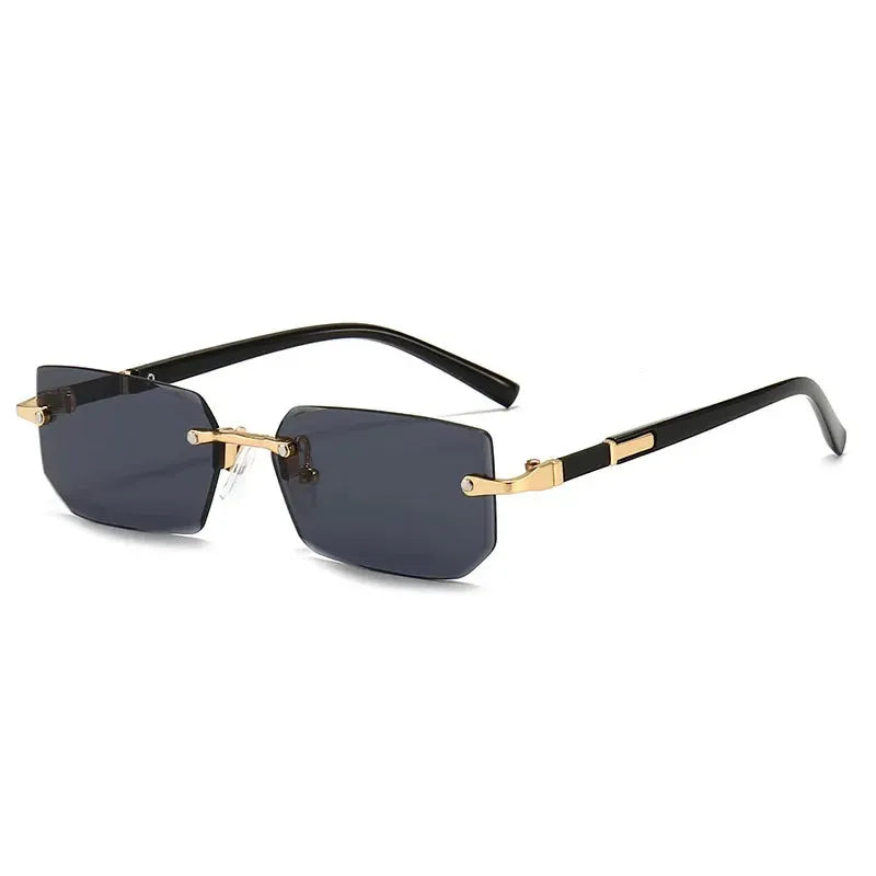 Unisex Rimless Rectangle Sunglasses with UV400 Mirror Lenses
