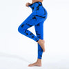 Blue and black patterned women's sports leggings