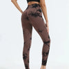 Brown and black patterned women's sports leggings