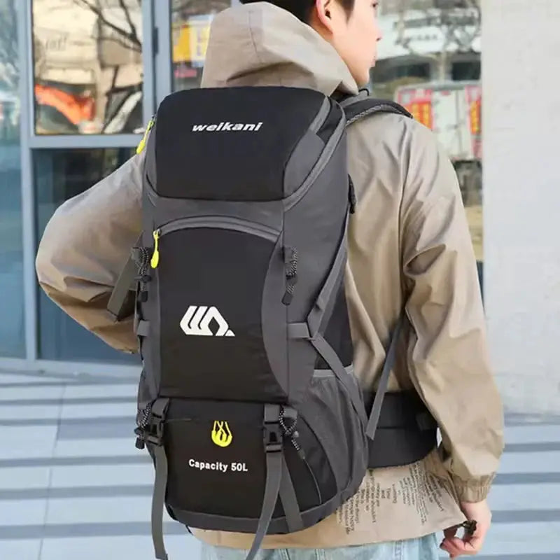 50L travel backpack for men, waterproof hiking and camping rucksack for outdoor sports, climbing and mountaineering