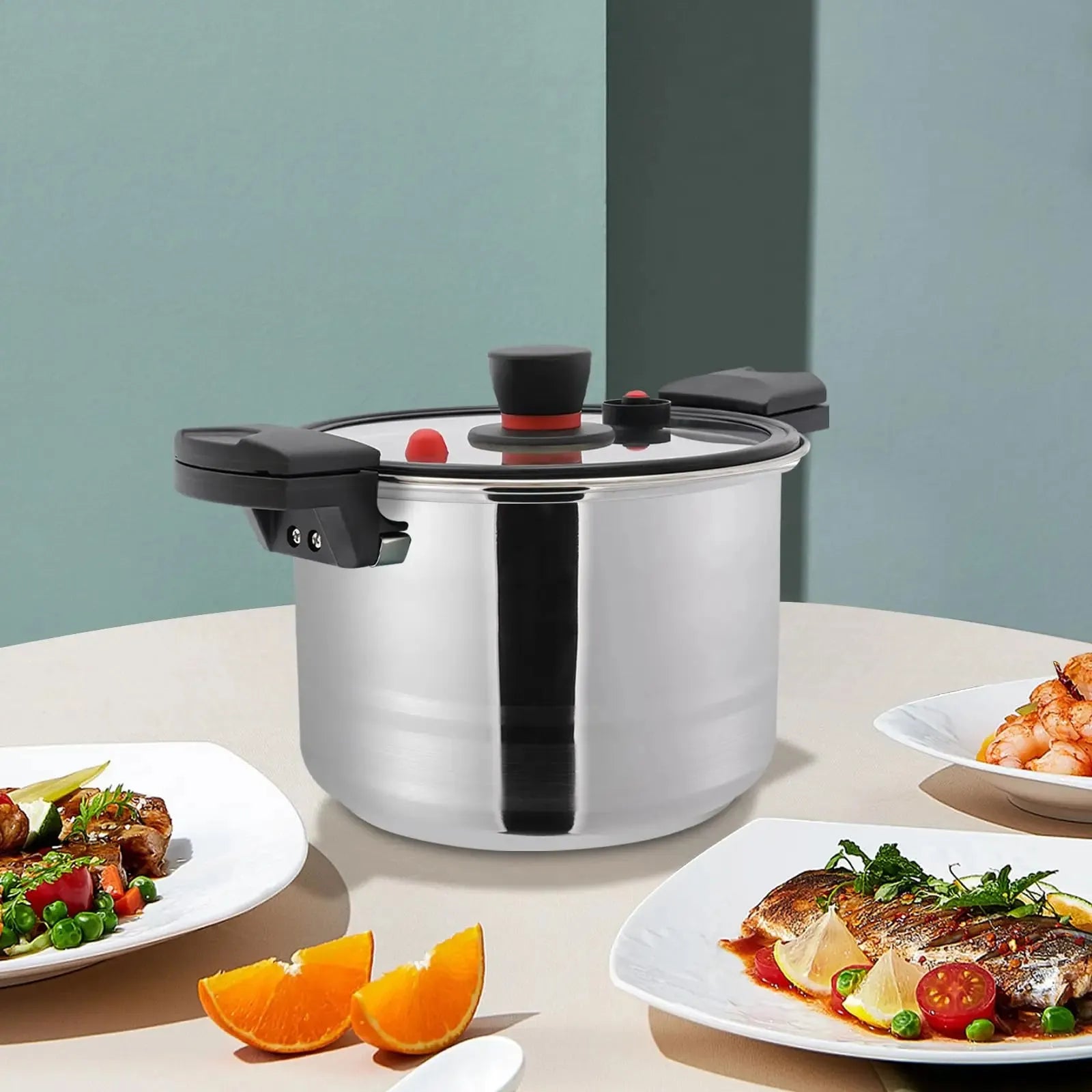 Pressure Cooker 7.4 Qt Stainless Steel Secure Lid Design