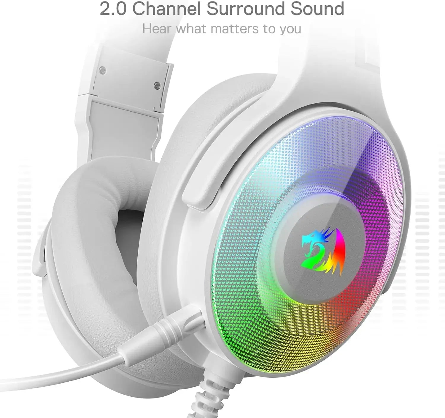 Redragon H350 Gaming Headset White RGB With 50mm Drivers