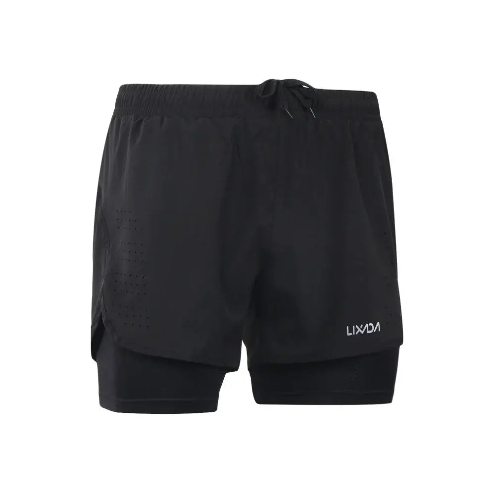 Men's 2-in-1 sports shorts, quick-drying and breathable with long liner, ideal for running and active training